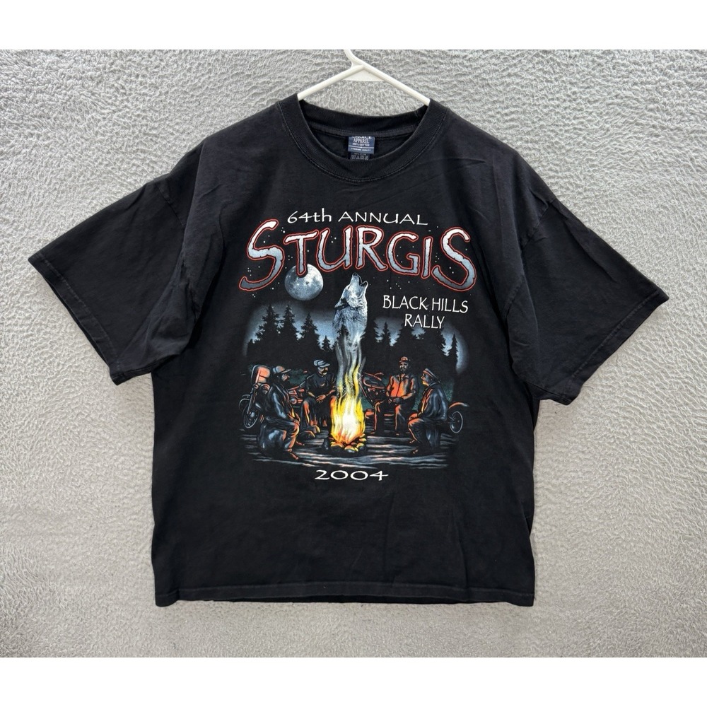 Vintage Sturgis Shirt Adult XL Black Crewneck Tee Biker Motorcycle Nature Y2K
